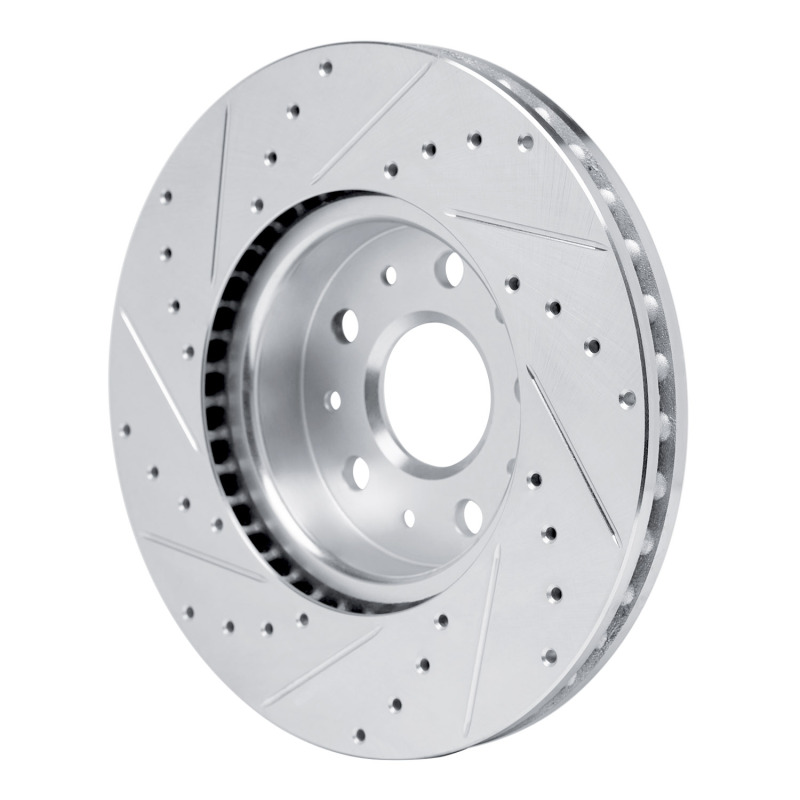 Cadillac CT6 Brake Rotor (1) - Front Right - R1 Concepts - Drilled & Slotted - Silver - `14-`20